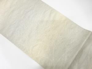 アンティーク　紗流水に草葉模様織り出し暈し袋帯(材料)